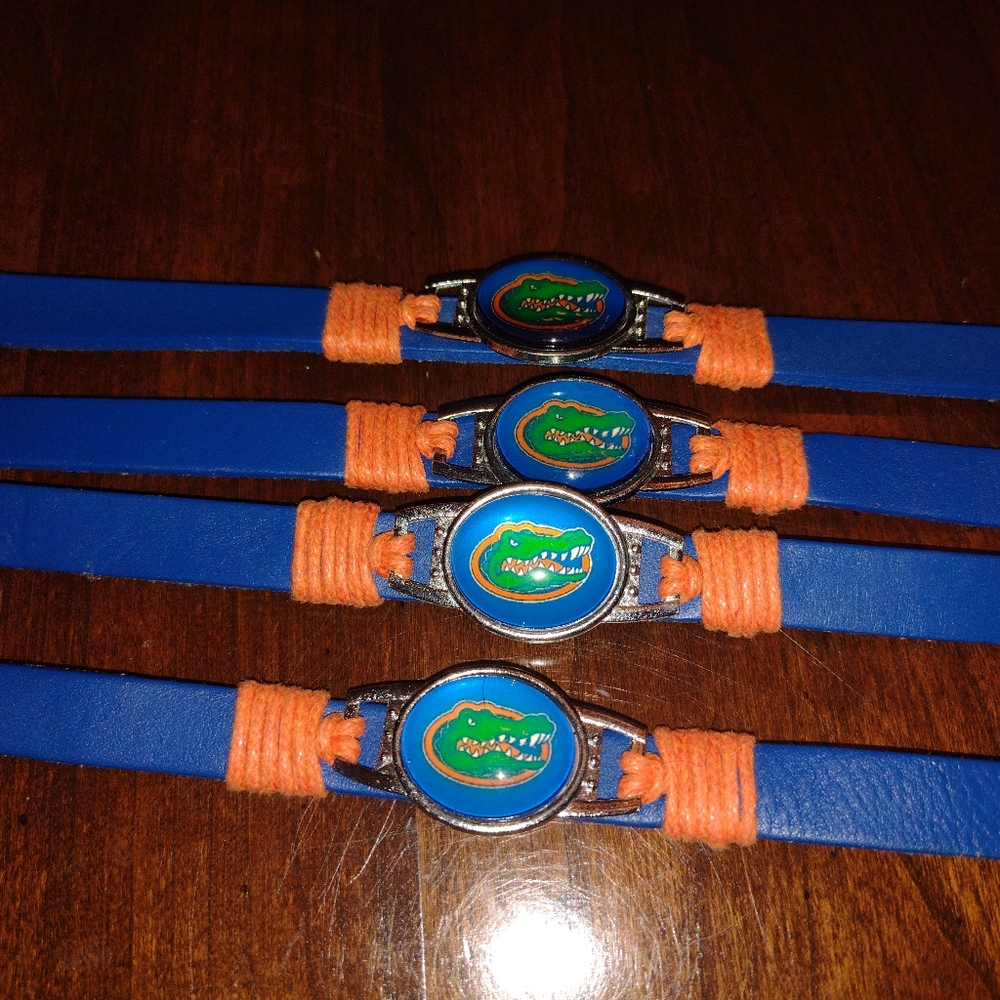 University Of Florida Gators Custom Made Good Luck Charm Bracelet Leather Snap